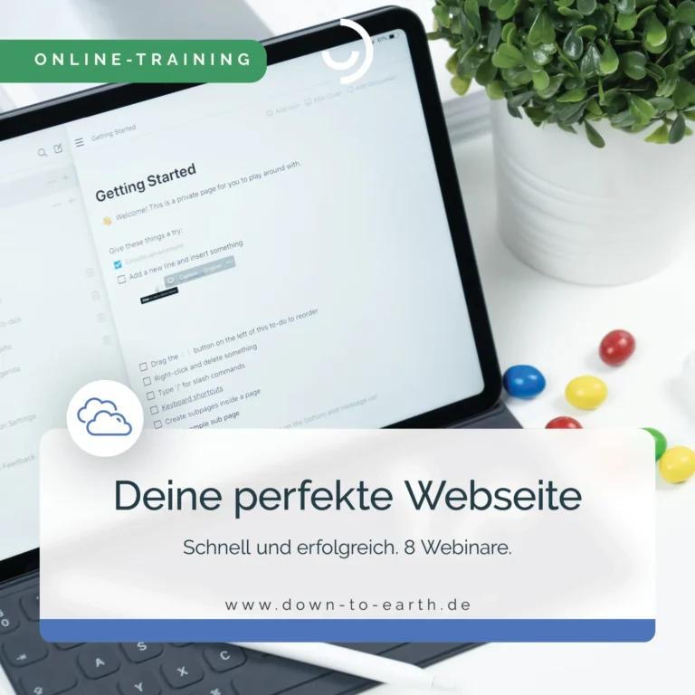Online-Training für erfolgreiche Webseiten-Erstellung auf Tablet.